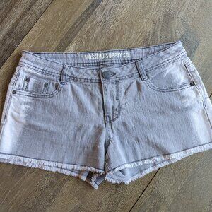 MOSSIMO Supply Co Gray and White 10" Cut Off Raw Hem Shorts, W31